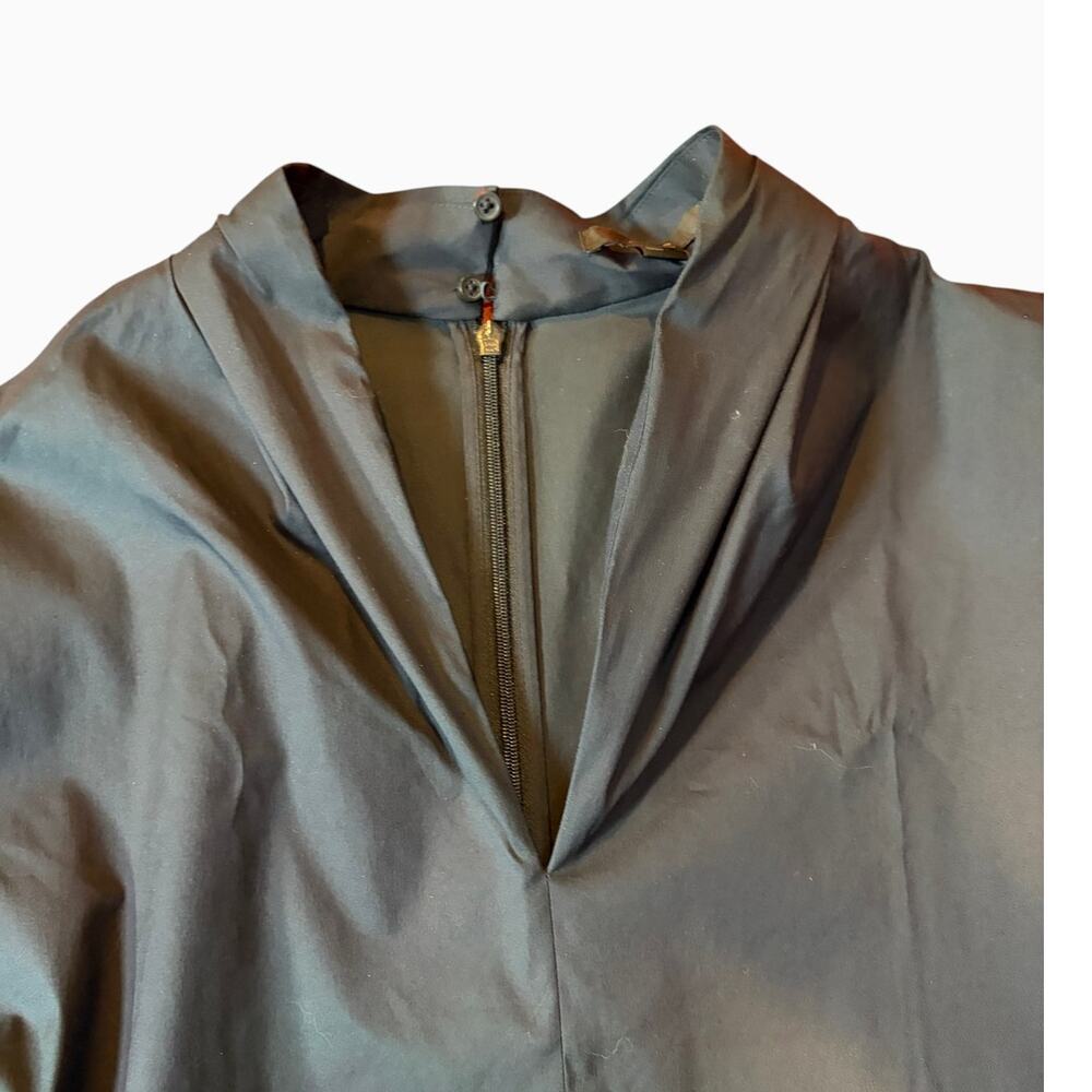 COS Women's Draped V-Neck Top Size 6 Black Cotton Blend Structured Stretch
